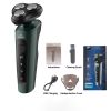 1pc Men's USB Rechargeable Electric Shaver Multiple Accessories Men's Electric Rotary Shaver Washable Electric Razor Shaving - Green Standard Package