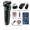 1pc Men's USB Rechargeable Electric Shaver Multiple Accessories Men's Electric Rotary Shaver Washable Electric Razor Shaving - Green Standard Package