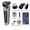 1pc Men's USB Rechargeable Electric Shaver Multiple Accessories Men's Electric Rotary Shaver Washable Electric Razor Shaving - Silver 4N1