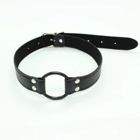 Black Leather Couple Training Passion Toy (Option: Leather Mouth Ring Black 40G)