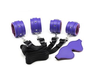 Household Women's Handcuffs Leather Footcuff (Color: Purple)